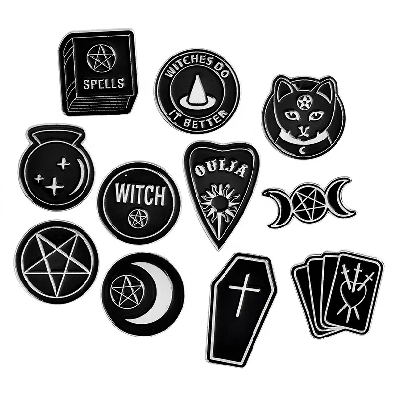 Handmade Witch Ouija Moon Tarot Book New Gothic Enamel Pins Badge Denim Jacket Metal Crafts Gifts Brooches for Women Men