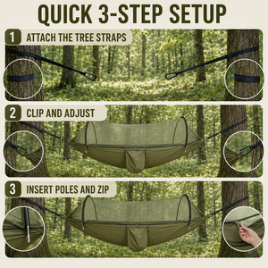 <span class=keywords><strong>Hamac</strong></span> de camping personnalisé en nylon 70D avec moustiquaire et poteaux en arche pour dormir en extérieur - Product Image 5