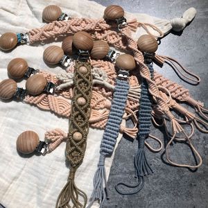 Chupete de ganchillo Vintage para bebé, cadena tejida <span class=keywords><strong>a</strong></span> mano, chupete de madera de haya, soporte para pezones, dentición para bebé - Product Image 6