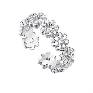 خاتم إصبع القدم قابل للتعديل من الفضة الإسترلينية عيار 925 ومطلي بالذهب عيار 18 قيراط، مجوهرات راقية بتصميم زهرة للنساء للمناسبات والأعراس - Product Image 1