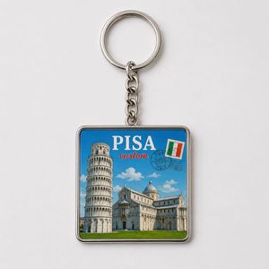 Porte-clés personnalisé en gros, pendentif Tour inclinée de Pise, culture italienne, chaînes, Italie, design de voyage européen, souvenir, porte-clés - Product Image 2