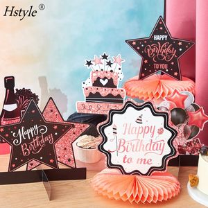 12 piezas de oro rosa cumpleaños panal centros de mesa <span class=keywords><strong>para</strong></span> decoraciones de mesa cumpleaños panal Mesa Topper <span class=keywords><strong>para</strong></span> mujeres HS1451 - Product Image 4