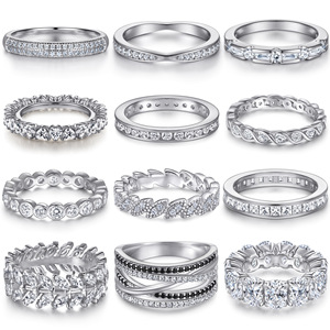 Bague européenne et américaine en argent S925 Bague pour femme en argent pur doublé, bague pour femme en zircon doublé de diamants de même style, bague en argent - Product Image 2