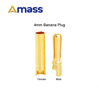 Connecteurs banane plaqués or 4 mm Amass, femelle et mâle, pour batterie RC, ESC, moteur, hélicoptère, bateau, quadricoptère