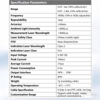 Capteur de distance laser IP65 SPA-04 0,05-4m Technologie DTOF Capteur de proximité NPN PNP pour l'alignement des chariots élévateurs et les systèmes AS/RS