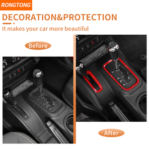 สติกเกอร์ตกแต่งคาร์บอนไฟเบอร์สำหรับ Jeep Wrangler JK 2011-2017,อุปกรณ์ตกแต่งภายใน<span class=keywords><strong>คอนโซล</strong></span>กลาง ABS เกียร์ Penal - Product Image 5