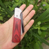 Couteau de taille pliant à lame en acier inoxydable, manche en bois massif, pour droitier, outil d'enjillage tranchant, personnalisable DIY OEM