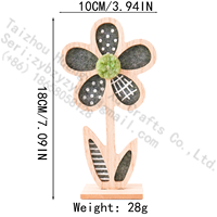 Figurine florale en bois, décoration de table printanière, centre en pompon de tissu à pétales, bois naturel, fait main, ornement pour bureau, étagère, rebord de fenêtre