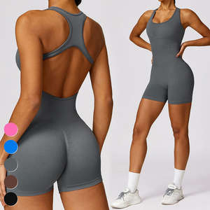 บอดี้สูทแขนกุดเซ็กซี่สำหรับผู้หญิงใส่ในฤดูร้อนจั๊มสูทโยคะแบบชิ้นเดียวมีชุดรอมเปอร์รัดรูปหลวมเปิดหลังแบบหวาน - Product Image 5