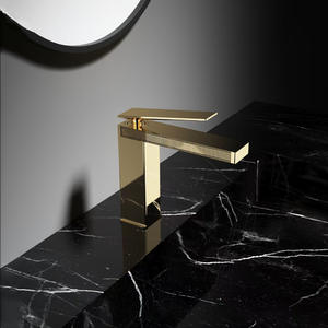 Grifos de Lavabo Monomando de Cobre Cepillado Dorado para Proyectos Hoteleros, con Núcleo de Cerámica Elevado, Agua Fría y Caliente, Accesorios de Baño - Product Image 4