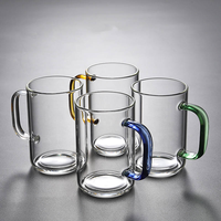 Offre Spéciale – Tasse en Verre Borosilicate Transparent de Haute Qualité avec Poignée Cartoon Écologique, 201-300ml, Compatible Micro-ondes et Lave-vaisselle, Facile à Utiliser