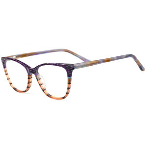 महिलाओं की डिजाइनर बिल्ली-आंख का चश्मा, हल्के लैमिनेटेड एसीटेट फ्रेम, अद्वितीय बहु-रंग पैटर्न के साथ - Product Image 2