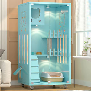 Fabrika satış lüks masif ağaç kedi Villa yuva yatak ahşap evcil hayvan kafesi kedi vitrin kedi evi - Product Image 6