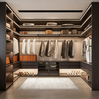 Système de rangement modulaire de luxe sur mesure, au sol, de style italien moderne, écologique, pour dressing de chambre principale