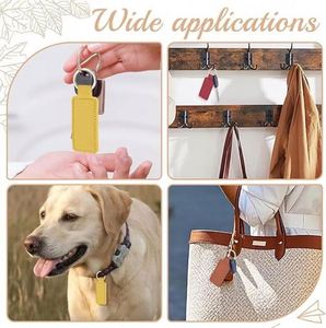 Custom Logo Pu Leather Rectangular Engraving Blanks Keychains With <b>Key</b> <b>Ring</b> for Chain Stamping Diy Crafts Accessories - Product Image 4