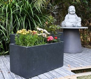Macetas Rectangulares Grandes Naturales para Jardín, Macetas de <span class=keywords><strong>Fibra</strong></span> de Arcilla Lisa con Orificios de Drenaje, Clásicas Multicolores para el Hogar - Product Image 6