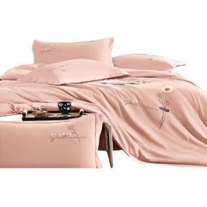 Ensemble <span class=keywords><strong>de</strong></span> literie 4 pièces en polyester Super King ou King Size 400TC Draps et oreillers brodés pour la maison ou l'hôtel - Product Image 1