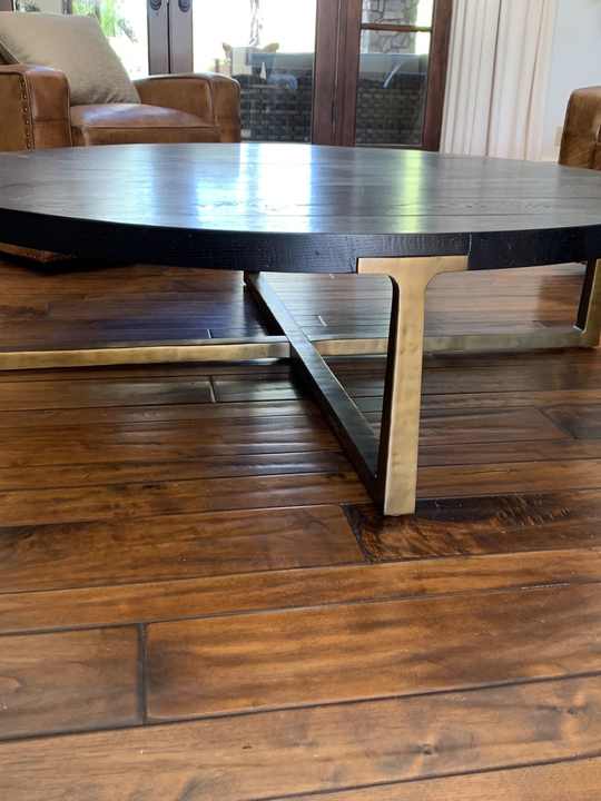 TBRACE ROUND COFFEE TABLE Modern Industrial Oak Wood