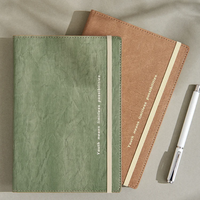 Organisateur/Agenda A5 en cuir PU vert, couverture rigide, 256 pages, lignage épais, reliure cousue, bande élastique, cadeau, bloc-notes professionnel
