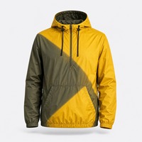 Anorak léger et coupe-vent pour homme avec capuche réactive à la lumière, demi-zip, poche kangourou, poignets élastiques, ourlet à cordon de serrage, personnalisable OEM