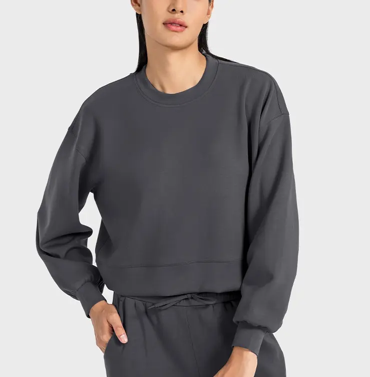 महिलाओं के लिए सबसे अच्छा गर्म कस्टम लोगो ढीली क्रू गर्दन की हूडी महिला स्वेटशर्ट