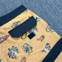 Shorts de bain pour hommes à séchage rapide avec cordon de serrage, imprimé floral et bande latérale, style décontracté