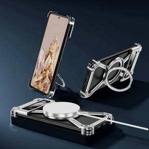 Frameless Metal Bumper Case for Google Pixel <strong>8</strong> Pro Kickstand 360&deg; Rotatable Magnet Borderless Phone Back Cover <strong>Silver</strong> - Product Image 3