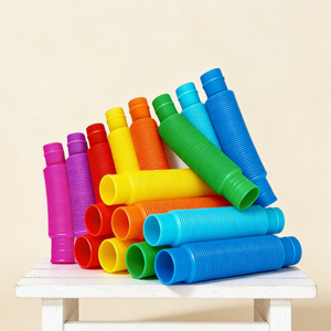 Pop Tubes Telescopic <b>Rainbow</b> Corrugated Tube Fidget Toy for Stress Relief Decompression Unisex Plastic 2-4 Years - Product Image 1