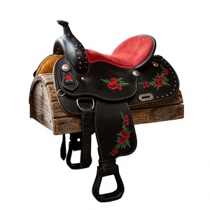 Selle d'équitation anglaise en cuir véritable BS International Handicraft, avec arceau en bois, qualité supérieure durable, pour chevaux mâles et femelles - Product Image 1
