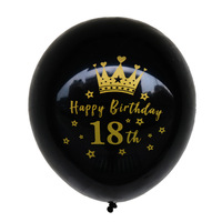 12 Zoll Schwarzer Goldfolien-Kronendruck Latexballon Happy Birthday Ballon für Erwachsene Meilenstein-Geburtstag Jubiläumsfeier