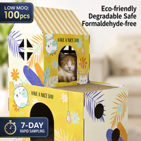 Griffoir pour chat en carton ondulé, design fromage, maison pour chat, double couche, antidérapant, écologique, vente en gros, mobilier pour chat d'intérieur