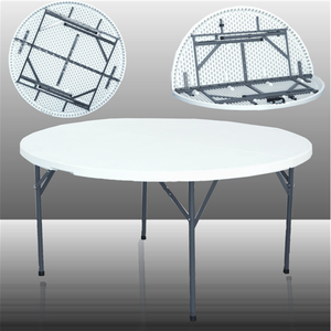 Mesa redonda de fiesta de picnic/MESA de molde de soplado de HDPE de 5 pies Mesa Redonda de tamaño General de plástico fuerte/redonda plegable - Product Image 4