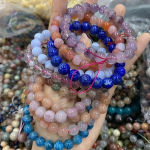 กำไลข้อมือ2023ลูกปัดหินธรรมชาติ Lapis Lazuli prehnite สร้อยข้อมือผู้หญิงปรับได้ใหม่ขายส่ง - Product Image 2