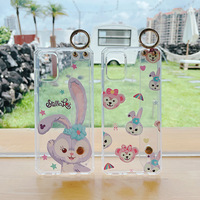 Étui de téléphone en silicone souple transparent avec motif de dessin animé mignon et bracelet pour Samsung S21 Ultra A21S