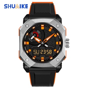 New Fashion Sports Men Quartz WatchDual Screen Electronic <b>Watch</b> Stainless Steel Luminous Dial PlasticStrap Waterproof <b>Watch</b> - Product Image 6