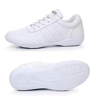 Chaussures de danse modernes pour femmes, en cuir microfibre blanc et noir, semelle extérieure en PU, pour la gymnastique, l'aérobic, la cheerleading