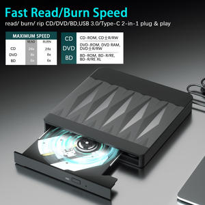 Lecteur Blu-ray externe, lecteur Blu-ray/DVD externe pour PC, <span class=keywords><strong>graveur</strong></span> Blu-ray externe avec câble d'extension USB 3.0 Type-C - Product Image 6