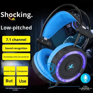 Meisade H7 Over-Ear Computer <span class=keywords><strong>Gaming</strong></span> Auriculares Esports Bass Auriculares con micrófono para PUBG Luminous Internet Cafe para <span class=keywords><strong>JBL</strong></span> - Product Image 4