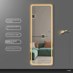 Espejo de pie LED moderno, hecho a mano, ecológico, sin marco, de cuerpo entero, con pantalla táctil y luz regulable, ideal para el hogar y el dormitorio. - Product Image 2
