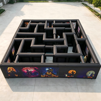 Grande maison gonflable de labyrinthe hanté pour Halloween, en PVC imprimé sur mesure, installation facile pour événements commerciaux extérieurs et jardins