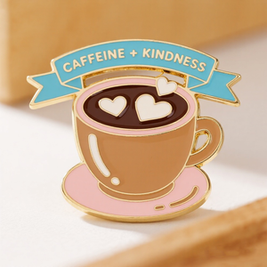 Pin de esmalte de cafetería de dibujos animados | Insignia de solapa de edificio de café lindo OEM Insignia de solapa de Barista de café lindo Proveedor OEM - Product Image 2