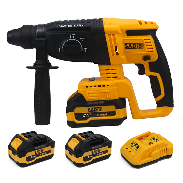 SADIS Power Tools Rechargeable Lithium Battery Hammer Drill 21V Cordless Brushless Rotary Hammer