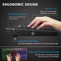 Mekanik klavye 87 anahtar RGB arkadan aydınlatmalı mavi kırmızı anahtarı taşınabilir oyun kablolu klavye İspanyolca kore klavye masaüstü Laptop için