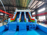 Toboggan aquatique gonflable commercial à trois voies avec piscine, toboggan géant en PVC sur le thème de l'océan pour les fêtes d'enfants, location disponible, personnalisation possible
