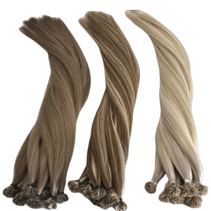 Estensioni per Capelli con Cheratina a Punta Piatta Pre-Incollata, 100 Grammi, Capelli Russi Tinti Lisci, Doppia Trama - Product Image 6