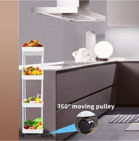 Cuisine robuste Organisateur de stockage en plastique à 3/4/5 niveaux Supports à fruits et légumes avec roulettes