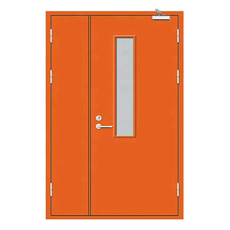 Commercial school house hotel hospital metal fireproof one and half doors customized 45 60 90 120 minutes fire rated steel door