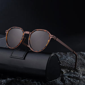 Gafas de Sol Polarizadas para Hombre, Montura Redonda, UV400, Antideslumbrantes, Lentes de PC, Montura de Metal Negro y Plástico, Tipo 3, My-98323 - Product Image 3