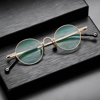 Gafas Ópticas Retro Modernas de Titanio Puro, Montura Completa Cuadrada Azul, Recubrimiento IP Bronce, Ultraligeras, para Hombre, para Lectura