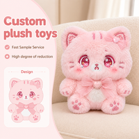 Juguete de Peluche de Gato Triste Rosa Personalizado Directo de Fábrica, Adorable, Servicios OEM, Impresión de Logotipo y Texto como Regalo Promocional